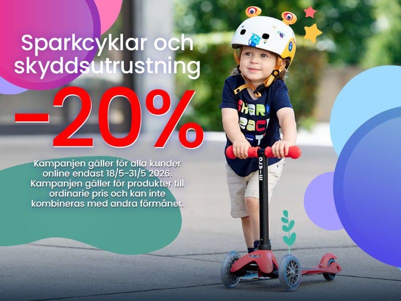 XSLeksaker — Sparkcyklar och skyddsutrustning -20%