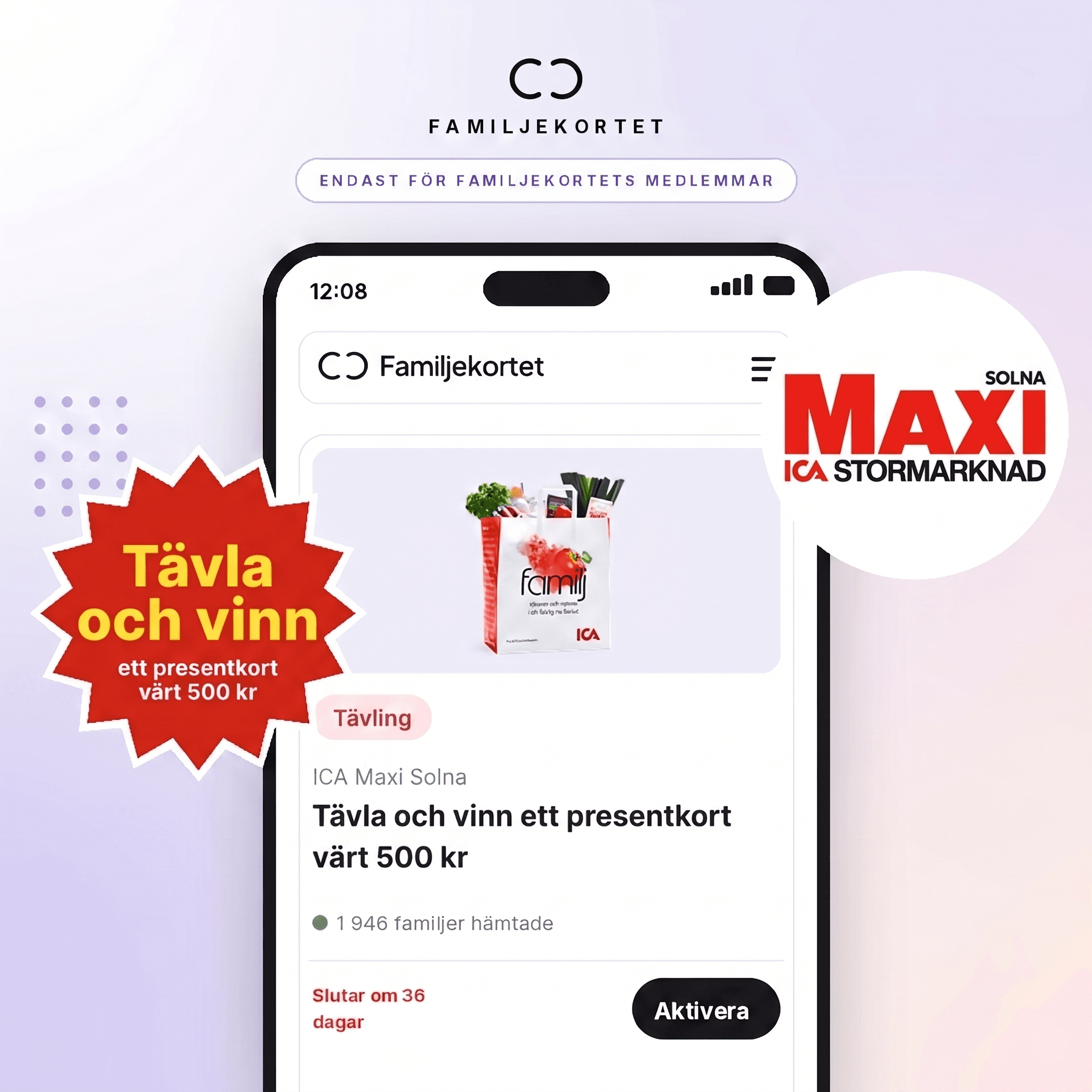 Presentkort värt 500 SEK hos ICA Maxi Solna